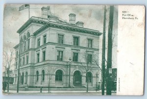 Harrisburg Pennsylvania PA Postcard Post Office Building Street Scene Vintage