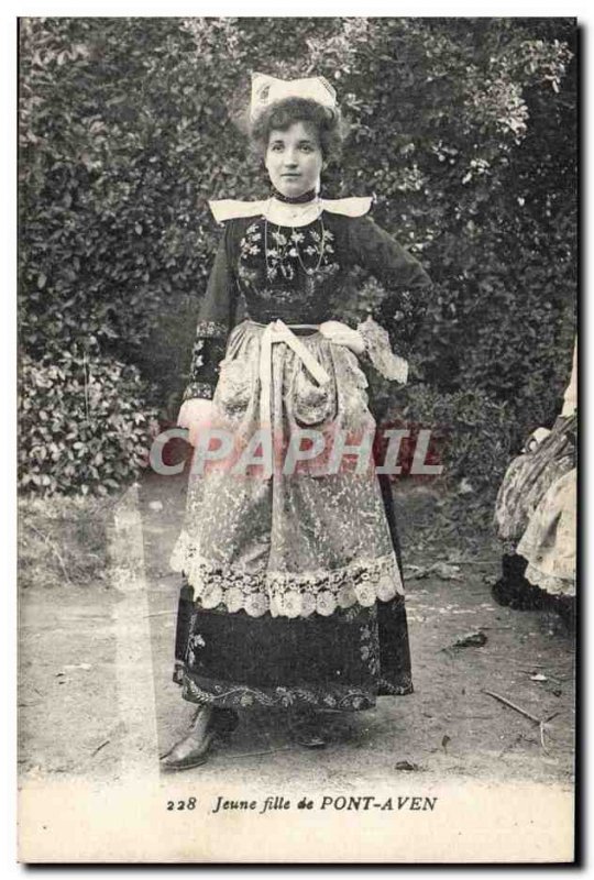 Old Postcard Folklore Young girl Pont Aven