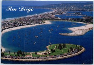 Postcard - An aerial view of Mission Bay - San Diego, California