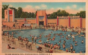 Vintage Postcard New Swimming Pool Riverview Bathing Beach Pennsville New Jersey