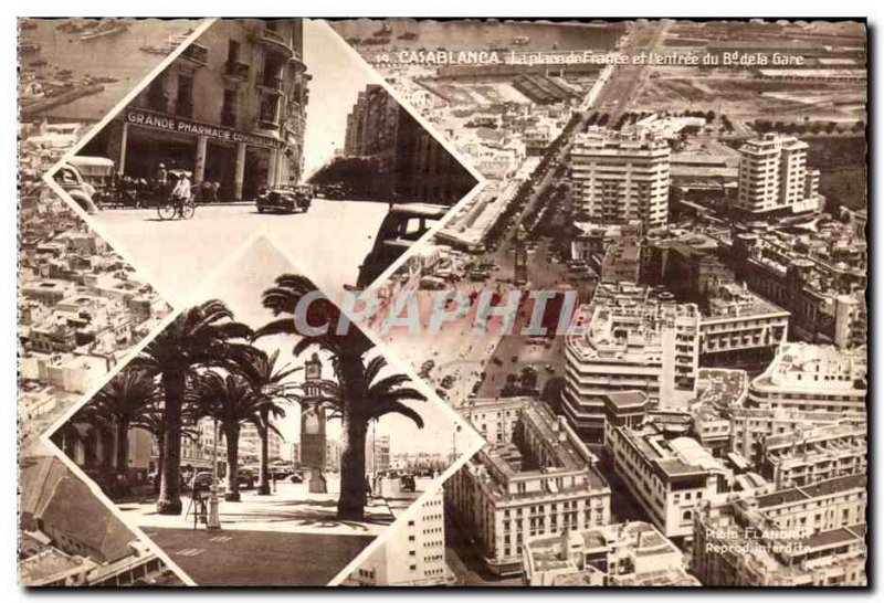 Old Postcard Morocco Casablanca Place France and the Boulevard entrance to th...