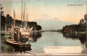 Vtg 1910 Mt Fuji Tagonoura Boats Docks Japanese Tea Association Japan Postcard