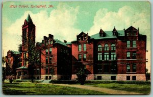 High School Building Springfield Missouri MO UNP Unused DB Postcard H2