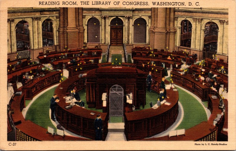 Library of Congress Reading Room Washington DC Postcard used 1941