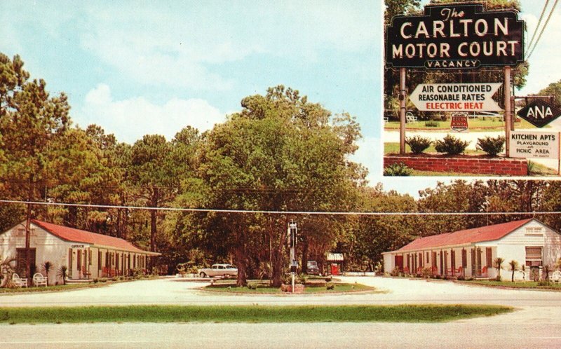 Vintage Postcard Carlton Motor Court Motel Apartment Myrtle Beach South Carolina