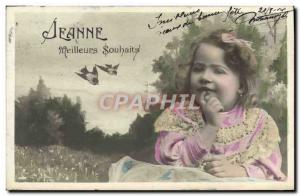 Old Postcard Fancy Surname Jeanne Children