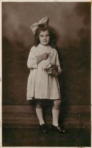 c1910 RPPC Postcard; Children Pretty Girl with Easter Basket, Liverpool UK