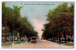 1913 Main Street North From Bell Avenue Tree-lined Houston Texas TX Postcard 