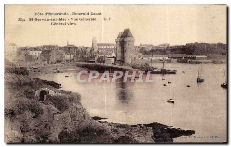 Old Postcard Cote Emeraude Emerald Coast Saint-Servan Sea Vue Generale Genera...