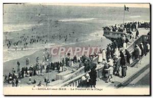 Old Postcard Soula Sea The Jetty and Beach