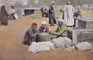 Playing Dominoes Asian Board Game In Cairo Antique Egyptian Postcard