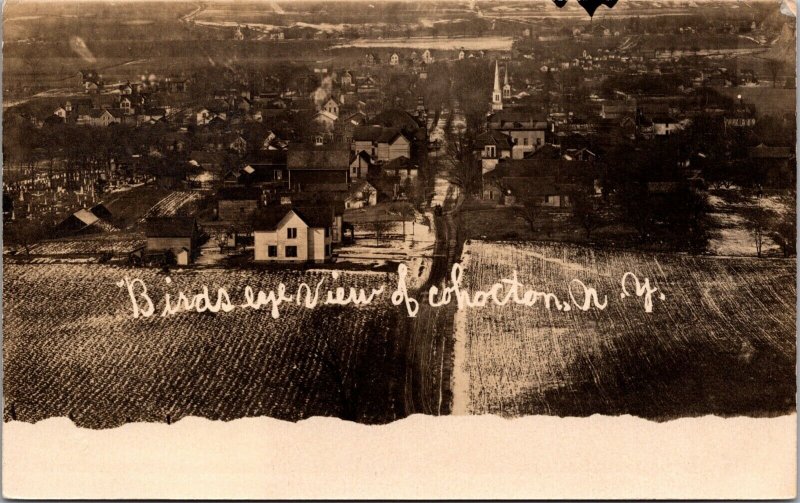 Real Photo Postcard Birds Eye View of Cohocton, New York 