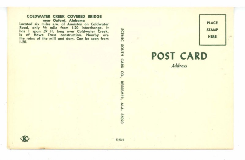 AL - Oxford County. Coldwater Creek Covered Bridge