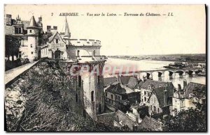 Old Postcard View On The Loire Amboise Terrace Du Chateau