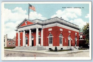 Lebanon Pennsylvania Postcard Post Office Exterior Building 1920 Vintage Antique