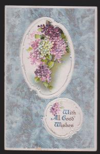 General Greetings - With Good Wishes Flowers - Used - Embossed