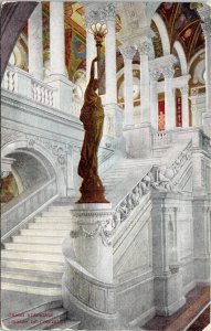 Library Of Congress Interior Marble Staircase Washington DC DB Postcard