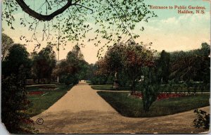 VINTAGE POSTCARD ENTRANCE TO PUBLIC GARDENS HALIFAX NOVA SOTIA 1910 -corner chip