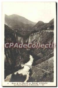 Old Postcard Grave Road in Bourg d'Oisans the Auris bridge over the Romanche