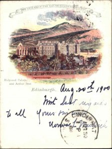 Edinburgh Scotland Early 1900 Postcard Holyrood & Arthur Seat SHORTER SIZE