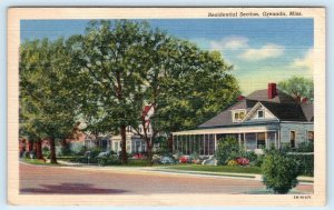 GRENADA, Mississippi MS ~ Street Scene RESIDENTIAL SECTION 1940s Linen Postcard