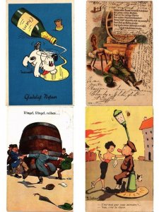 ALCOHOL DRINKING HUMOR COMIC, 45 Old Postcards pre-1960 (L6208)