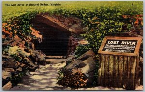 Vtg Natural Bridge Virginia VA The Lost River 1940s View Linen Postcard