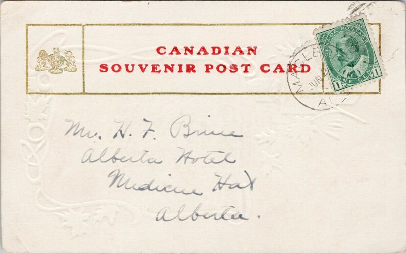 Macleod AB Alberta The Old Man River Embossed Patriotic Postcard F72