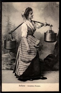 Italy Vintage Postcard Belluno Portatrice d'acqua water carrier