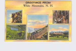 BIG LARGE LETTER VINTAGE POSTCARD GREETINGS FROM NEW HAMPSHIRE WHITE MOUNTAINS #