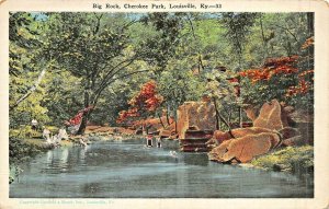 LOUISVILLE KENTUCKY~CHEROKEE PARK-BIG ROCK~CAUFIELD & SHOOK 1920s POSTCARD