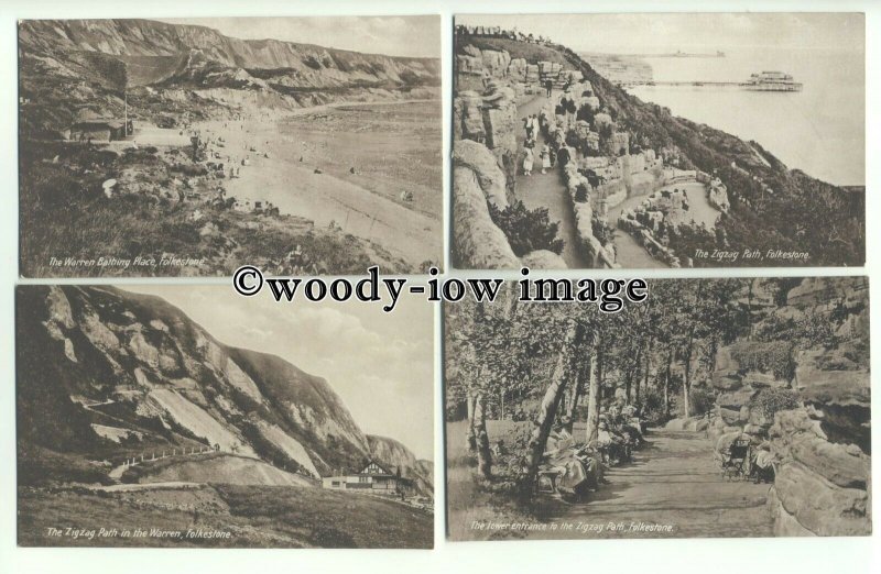 tp9617 - Kent - Four Cards, of Zig-Zag Path, & The Warren, Folkestone - postcard