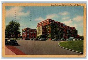 1952 View Of Norwalk General Hospital Car-lined Connecticut CT Vintage Postcard 