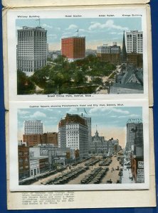 Detroit Michigan mi Grand Circus Park River Tunnel Central Sta postcard folder