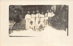1910s RPPC Real Photo Postcard Group Of Several Women Girls and Man