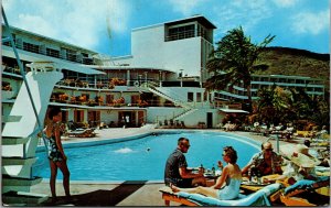 Vtg 1950s The Virgin Isle Hotel Poolside St Thomas Virgin Islands Postcard