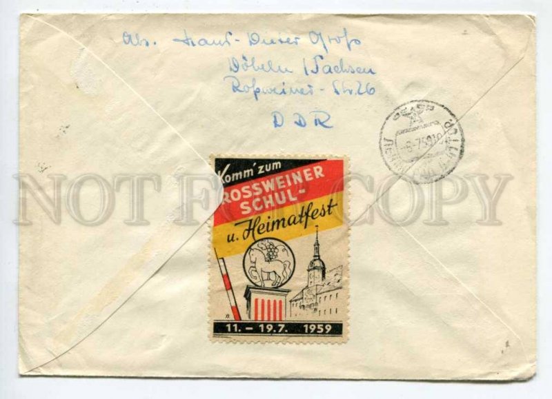 292711 GDR USSR 1959 painting airmail First Day ADVERTISING vignette