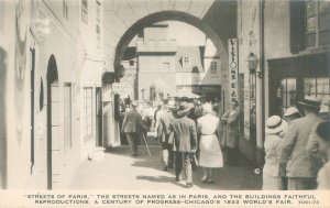 1933 Chicago Expo Streets of Paris, People  CR Childs B&W Postcard Unused