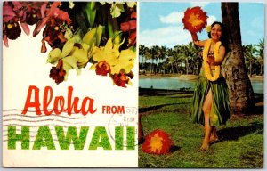 1972 Beautiful Flowers Beautiful Hula Girl Synonymous Hawaii HI Posted Postcard