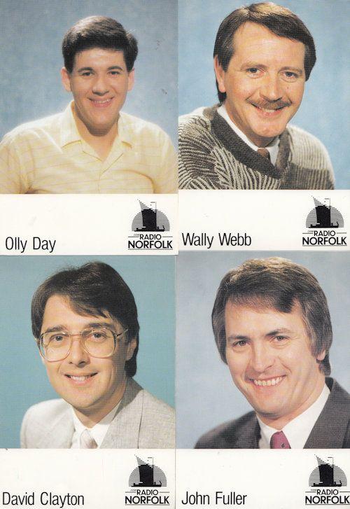 Olly Day David Clayton Wally Webb John Fuller 4x Radio Norfolk Postcard s