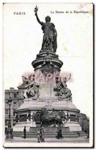 Old Postcard Paris The statue of the Lion Republic