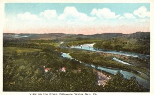 Vintage Postcard 1920's View Up The River Delaware Water Gap Pennsylvania PA