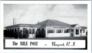 NEWPORT,  RI Rhode Island   The MILE POST Restaurant  c1940s   Roadside Postcard