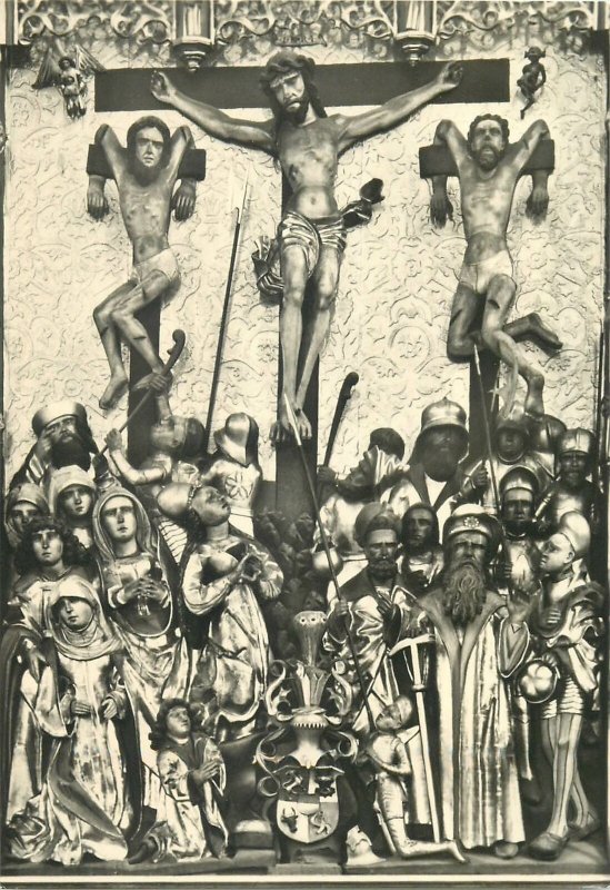 Postcard Germany black white crucifixion biblic jesus