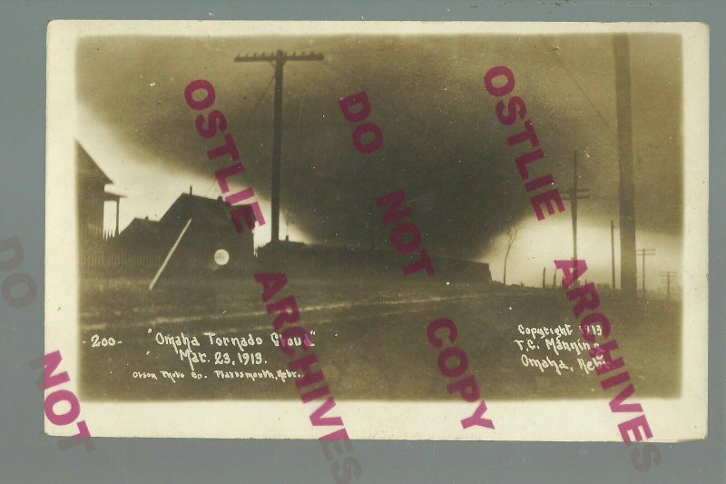 Omaha NEBRASKA RPPC 1913 TORNADO ON GROUND Cyclone Disaster TWISTER Storm