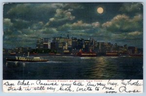 1905 RIVER FRONT BY NIGHT*MOONLIGHT*NEW YORK CITY SKYLINE*SCRANTON*WEST HAVEN CT