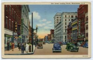 Elm Street Cars Manchester New Hampshire 1944 postcard