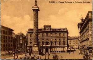 Vtg Roma Piazza Colonna e Colonna Antonina Rome Italy Postcard