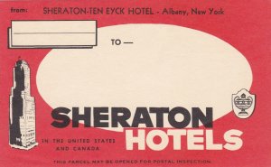 New York Albany Sheraton Ten Eyck Hotel Vintage Luggage Label lbl0568