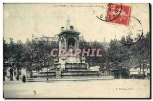 Old Postcard Paris Fountain Square and Saint Sulpice
